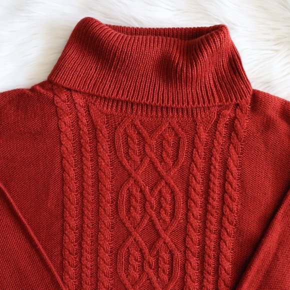 BB Dakota Burnt Orange Turtleneck Wool Sweater M - Picture 5 of 9